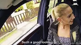 Blonde Amateur Hitchhiker Seduces In Car POV With Panties Teasing