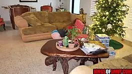 Fucking Young Redhead Under Christmas Tree With Hardcore Blowjob