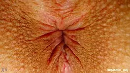 The suggestive pulsating orgasm comes with tight anal contractions, close-up asshole view, teen anal assfucking.