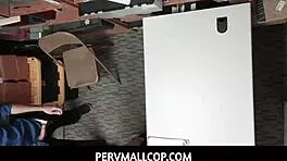 Pervmallcop catches small tits girl thief jasmine gomez and castigates her intensely in the shop