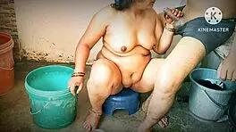 Desi milf gets rough bathroom fucking from boys