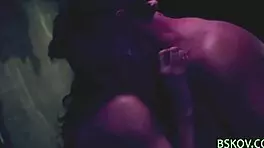 teen pornstar gets railed doggystyle, bent over with small tits bouncing, deepthroat, cum in mouth