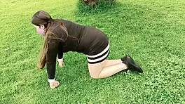 The Hottest Colombian Latina Exhibitionist Takes Me To The Park For Recording Her Panties And Pussy Part1