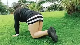 The Hottest Colombian Latina Exhibitionist Takes Me To The Park For Recording Her Panties And Pussy Part1