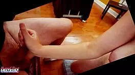 Brunette coed Nikki P gives a deep rimjob and BJ to a juicy cock to ride