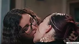 Busty Shemale Emma Rose Bangs Her College GF In Public Cafe!