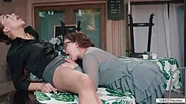 Busty Shemale Emma Rose Bangs Her College GF In Public Cafe!