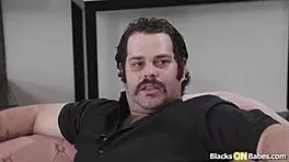 Cuck guy watching wife deepthroating bbc with interracial choking and gagging