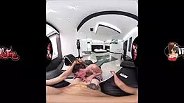 Tattooed latina babe intensely works out in vr