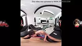 Tattooed latina babe intensely works out in vr