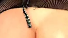 tattooed petite anal slut rides rough pov cowgirl creampie latex