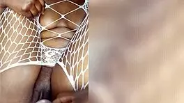 Black ebony woman uses the dildo