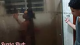 i caught him watchin and gave my ass in the bathroom