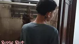 i caught him watchin and gave my ass in the bathroom