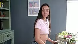 Cute teen volunteers to be my cock canvas in retro pov riding