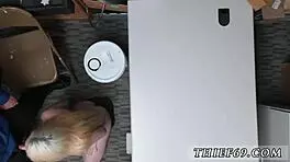 blonde teen caught by muscular police officer in uniform