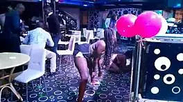 teen twerks energetically in casual setting