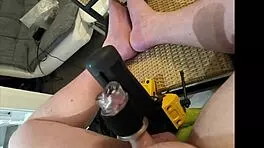 I show off live while strangers control my handy to make me cum on my feet!
