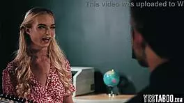 Tiny blonde teen student let janitor rail her hairy cunt in class