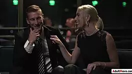 Boss cheats with tempting young 18+ blonde intern in office blowjob