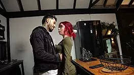 Petite redhead gets roughly fucked after arguing with her boyfriend