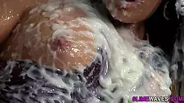 Classy teen showered in cum, high definition facial fetish