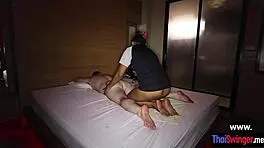 Big tits asian teen on massage, sucking oiled big cock