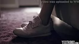 Skinny Russian Teen Stepdaughter Double Penetrated by Her Stepdad