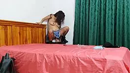 Busty housewife masturbates in student uniform fantasizing about fucking