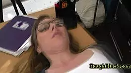 Tiny teen getting fucked by a big black dick at this fake interview