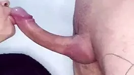 brunette teen gives sloppy blowjob to white wolf