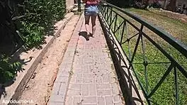 Hey, this eighteen teen is wetting her wet pussy outdoors in public sport toilet fetish feet 😏💦