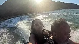 Teen latina with big ass experiences first time on beach jet ski