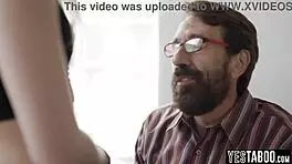 mature man comforts petite teen with big dick