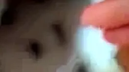 asian brunette comes to room to drink milk