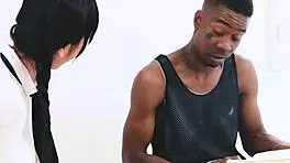 Large Cock Black Dude Pounds Diminutive Asian Whore Bent Over in Hardcore Interracial Fucking!