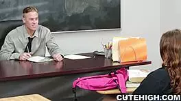 I spanked the petite brunette problem student and fucked her in reality