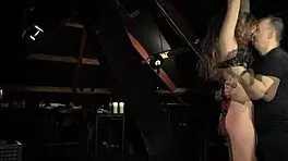 check out this teeny slave tied up and pounded hard