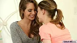 Brunette Dyke Teen Licks Sexy Straight Classmate's Pussy