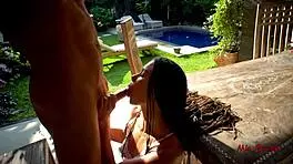 Mia Bandini Fucks on Outdoor Table and Swallows Cum