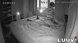 young couple flashes intimate sex for cash in bedroom