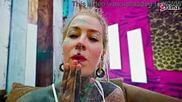 Fucking my ass with XL dildo in fishnets!