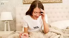 Innocent-looking tattooed Stephanie Moon gropes tight pussy solo like a naughty neighbor