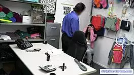 officer rips clothes off wet teen shoplifter and pounds her hard at work