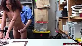 Petite Ebony Shoplifter Caught Bent Over Doggystyle Fucked