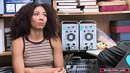 Petite Ebony Shoplifter Caught Bent Over Doggystyle Fucked