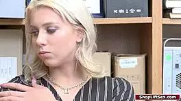 blonde shoplifter trembles sucking deep to escape cops