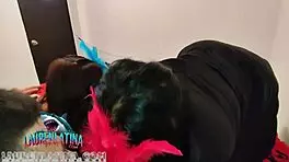 Curvy Latina offers bare threesome adventure