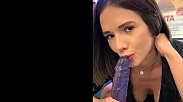 petite hispanic teases wet pussy with juicy dildo