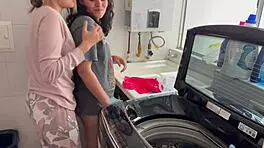 two latinas trib wet pussies silently in kitchen